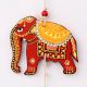 Handmade Wooden Elephant Wall Hanging for Home Decor - Blue, Red